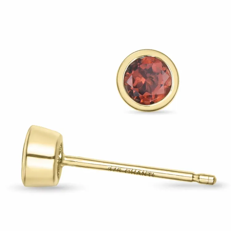 2 x 0,23 ct granat solitaireørepynt i 9 karat gull med granat 