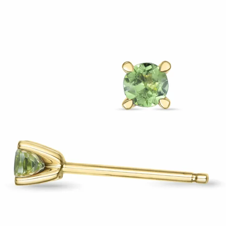 2 x 0,12 ct peridot solitaireørepynt i 9 karat gull med peridot