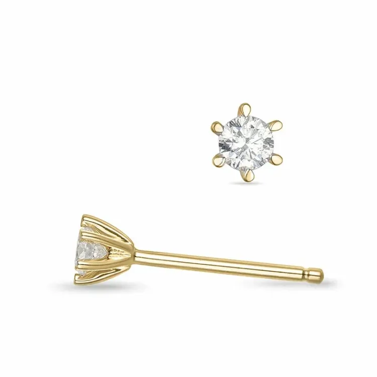 2 x 0,08 ct solitaireørepynt i 9 karat gull med diamant 