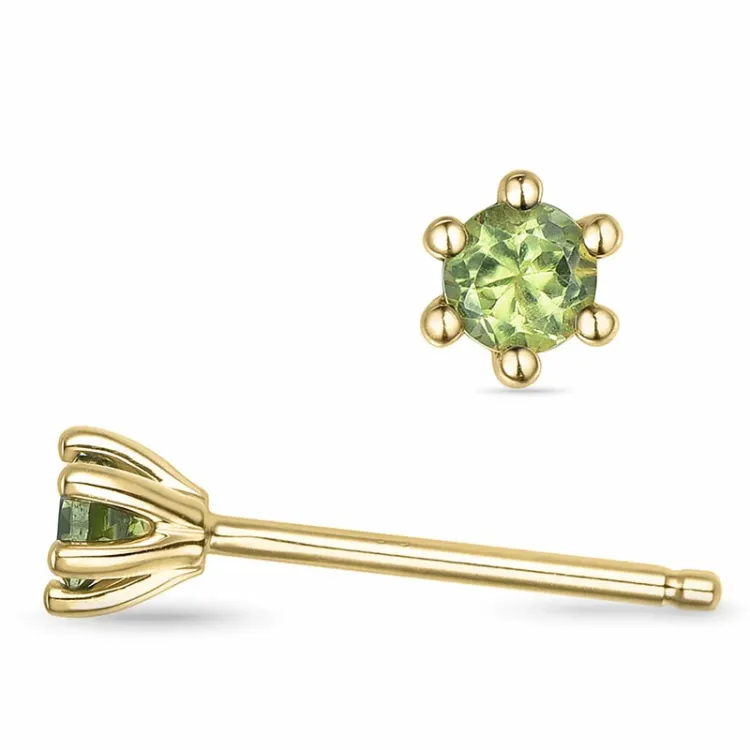 2 x 0,12 ct peridot solitaireørepynt i 9 karat gull med peridot