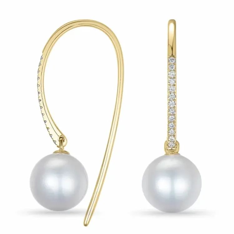 perle øredobber i 9 karat gull med diamant 
