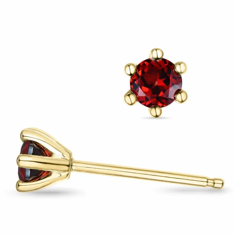 2 x 0,28 ct granat solitaireørepynt i 9 karat gull med granat