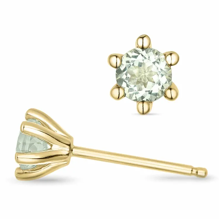 2 x 0,25 ct grønn ametyst solitaireørepynt i 9 karat gull med ametyst