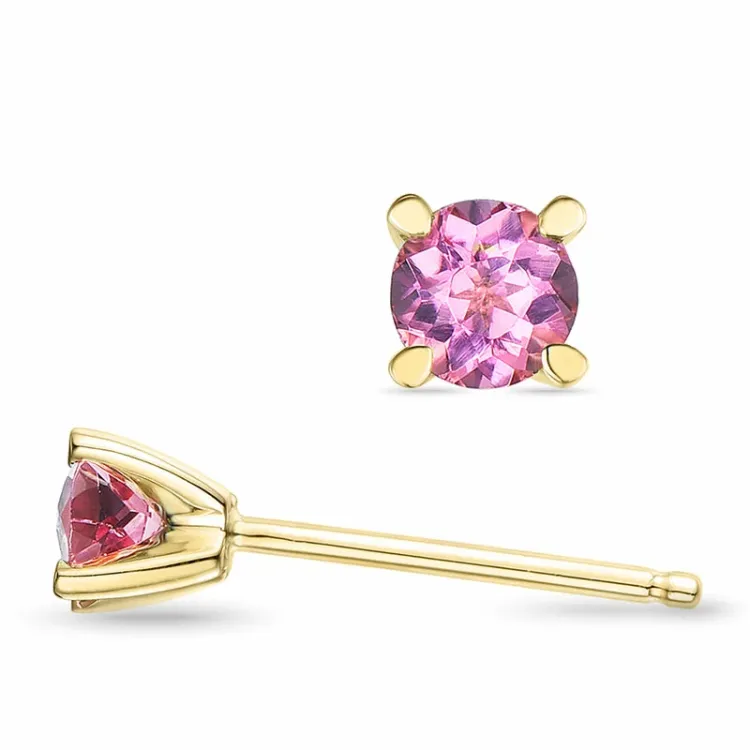 2 x 0,28 ct rosa turmalin solitaireørepynt i 9 karat gull med turmalin