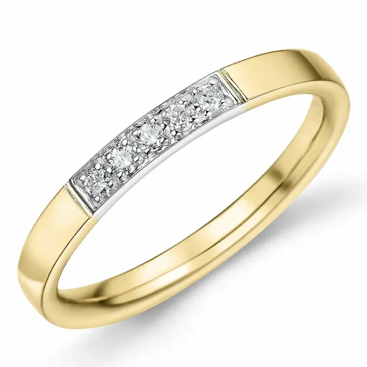 Diamantring i 9 karat gull og hvitt gull 0,09 ct