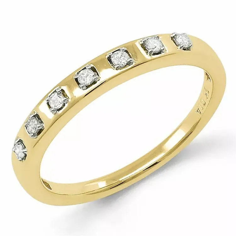 Enkel diamant ring i 9 karat gull og hvitt gull 0,09 ct