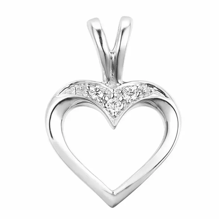 hjerte diamant anheng i 9 karat hvitt gull 0,02 ct