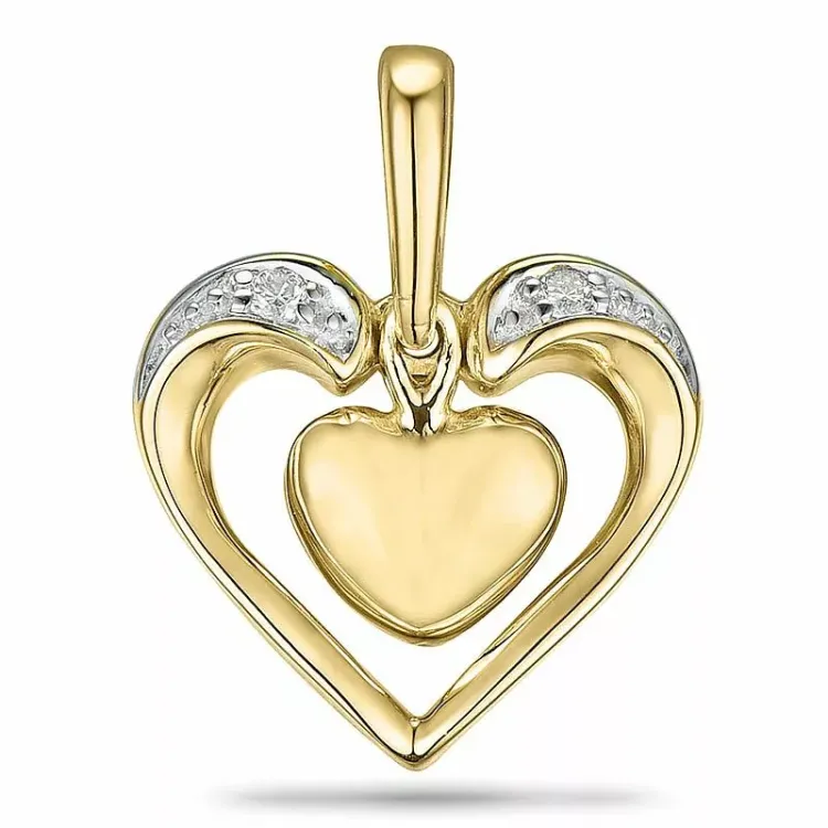 hjerte diamant anheng i 9 karat gull og hvitt gull 0,02 ct
