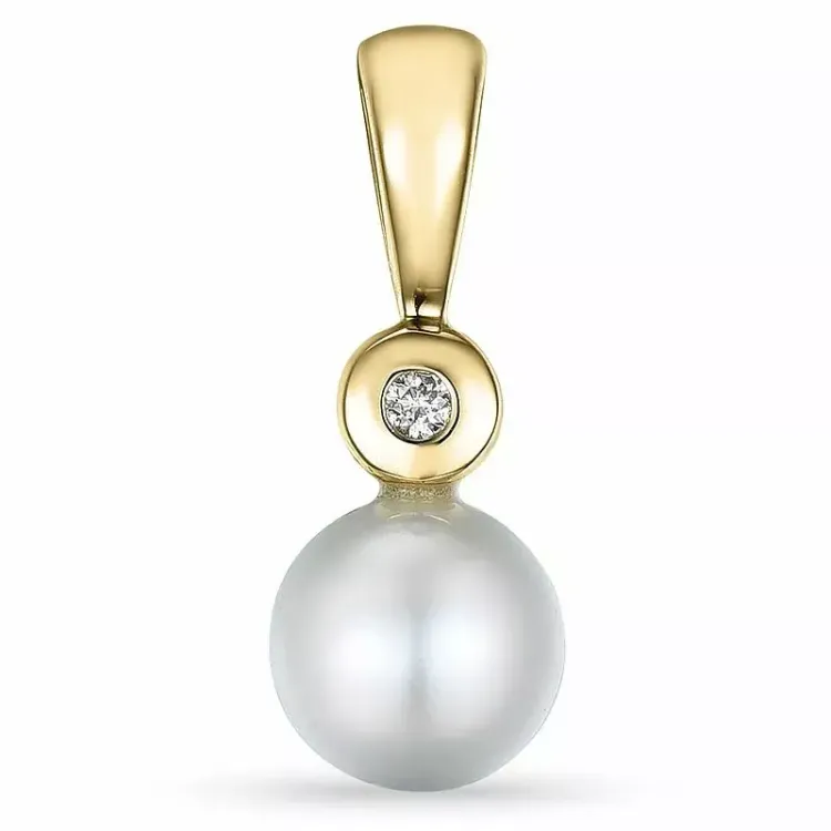perle diamantanheng i 9 karat gull 0,01 ct