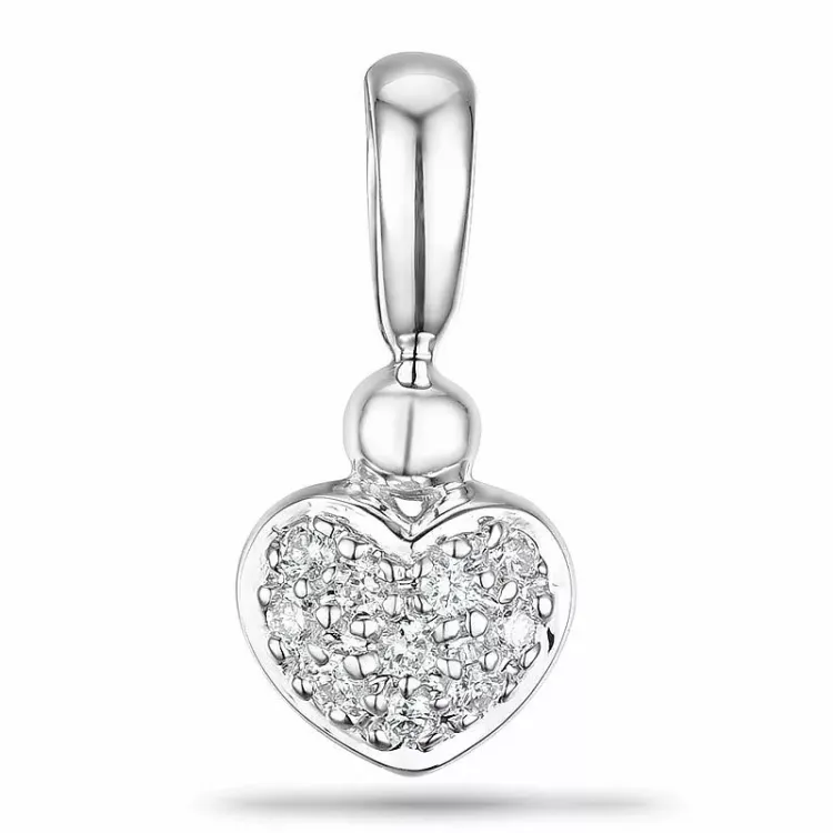 Hjerte diamant anheng i 9 karat hvitt gull 0,10 ct