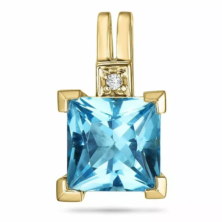 Firkantet topas diamantanheng i 9 karat gull 0,008 ct 2,00 ct