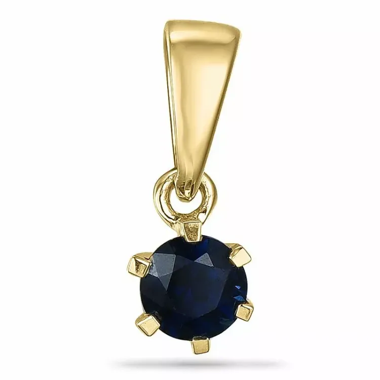 Rundt safir anheng i 9 karat gull 0,30 ct