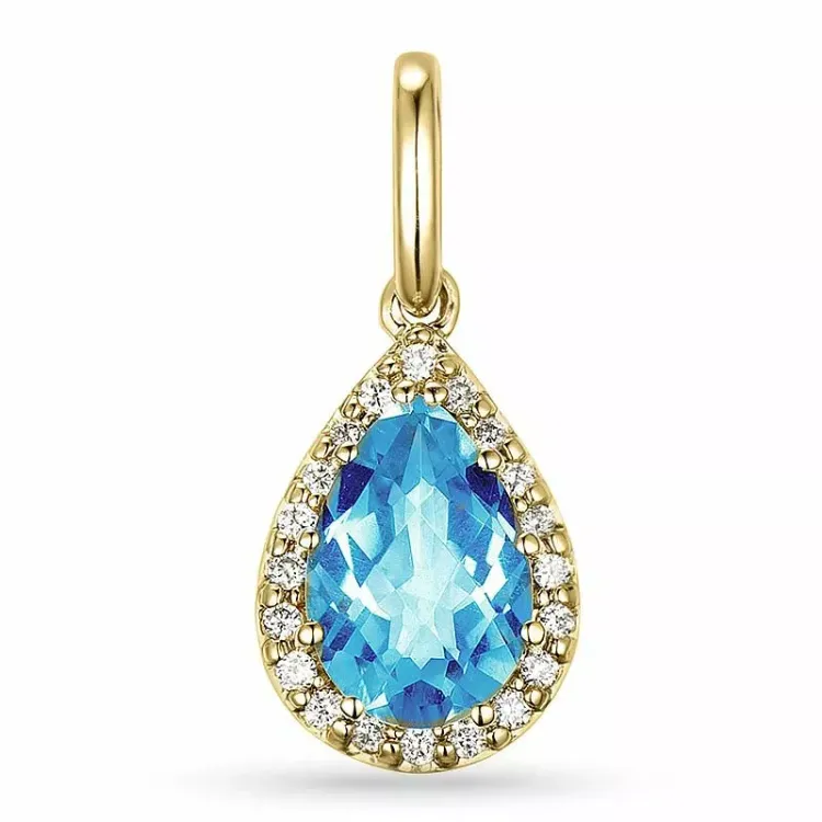 topas diamantanheng i 9 karat gull 2,0 ct 0,10 ct