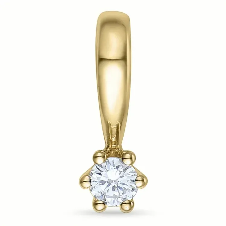 diamant solitaireanheng i 9 karat gull 0,05 ct