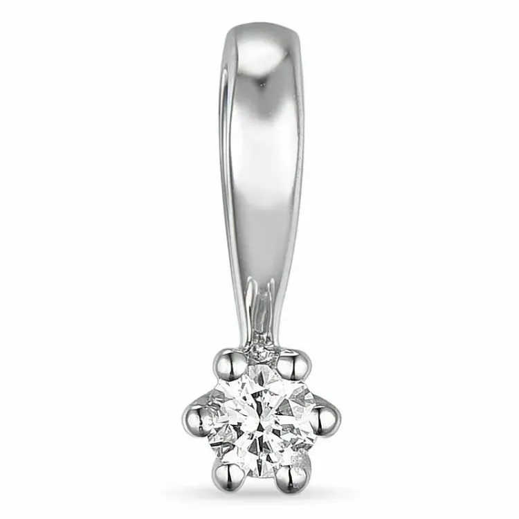 diamant solitaireanheng i 9 karat hvitt gull 0,05 ct