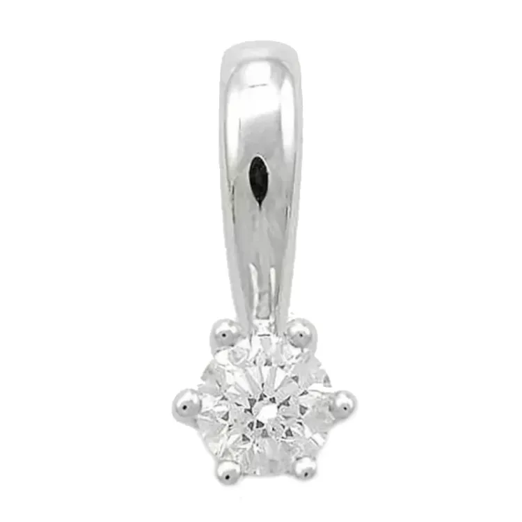 diamant anheng i 9 karat hvitt gull 0,10 ct