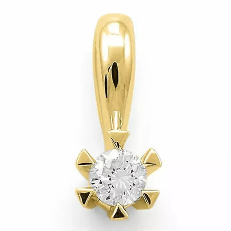 diamant solitaireanheng i 9 karat gull 0,10 ct