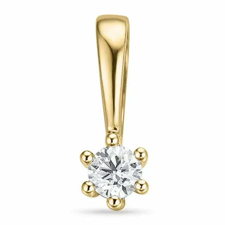 diamant solitaireanheng i 9 karat gull 0,05 ct