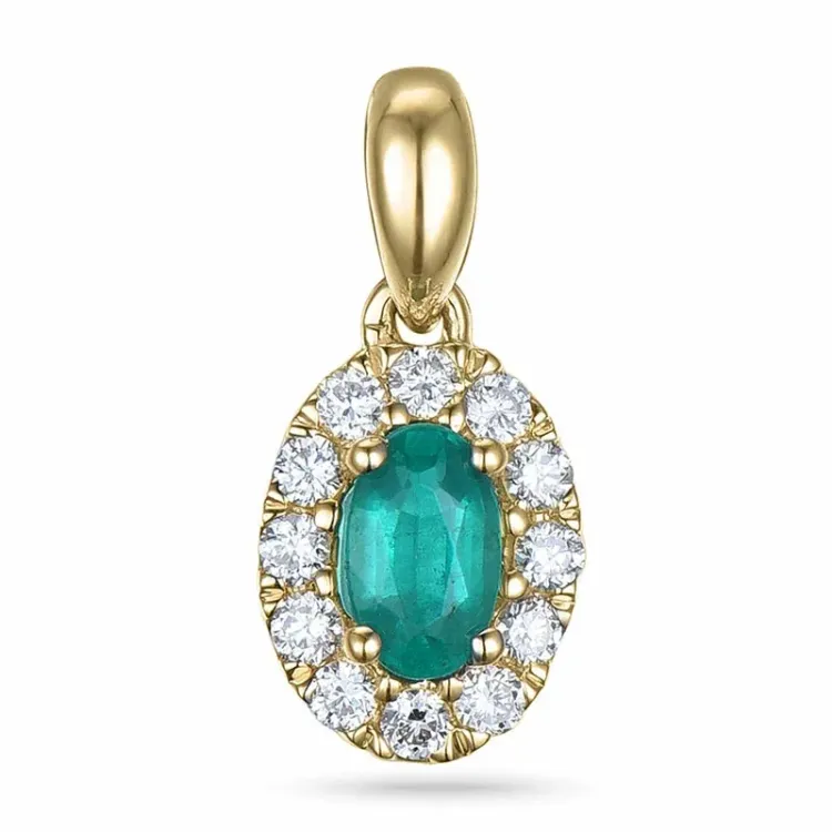 smaragd diamantanheng i 9 karat gull 0,16 ct 0,25 ct
