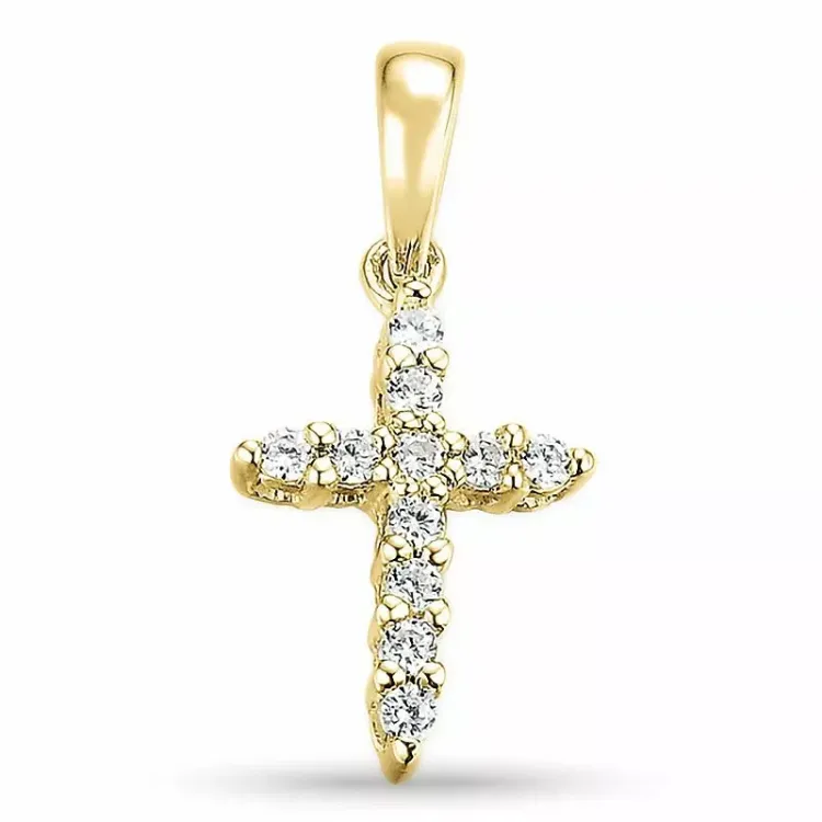 kors anheng i 9 karat gull 0,10 ct