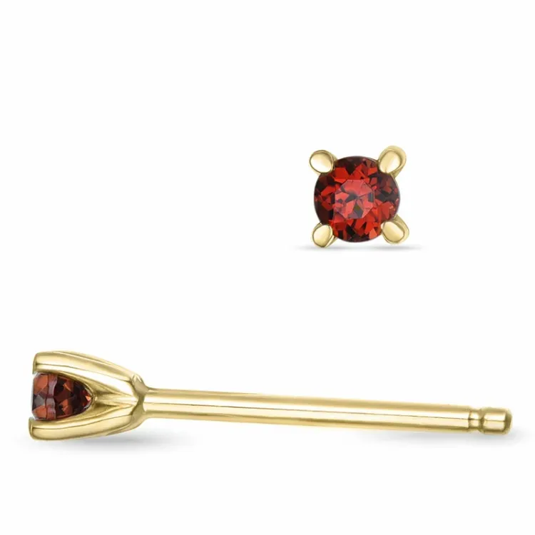 2 x 0,06 ct granat solitaireørepynt i 9 karat gull med granat