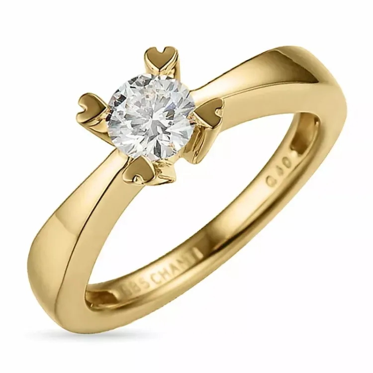diamant solitairering i 14 karat gull 0,40 ct