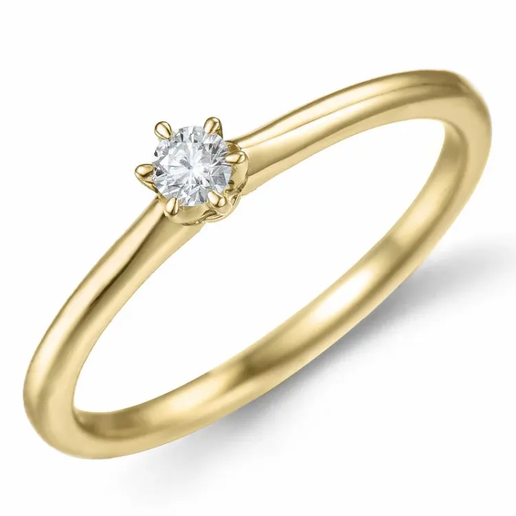 0,10 ct diamant solitairering i 14 karat gull 0,10 ct
