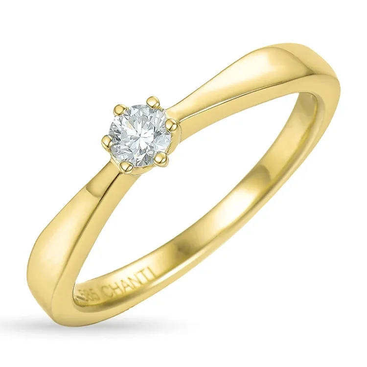 0,10 ct diamant solitairering i 14 karat gull 0,10 ct