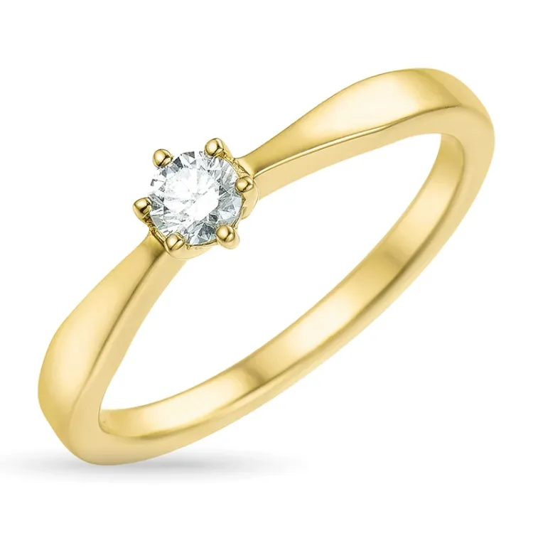 0,20 ct diamant solitairering i 14 karat gull 0,20 ct