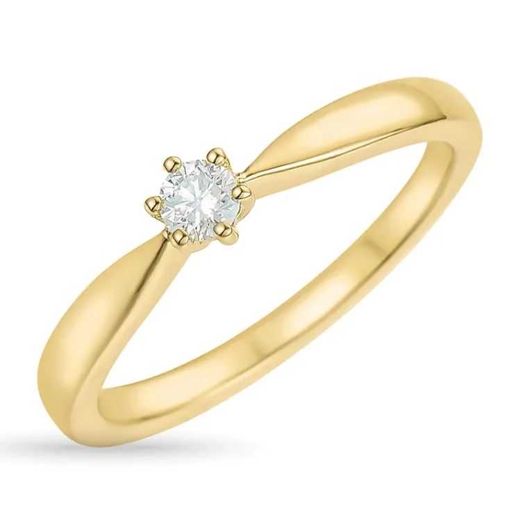 0,10 ct diamant solitairering i 14 karat gull 0,10 ct