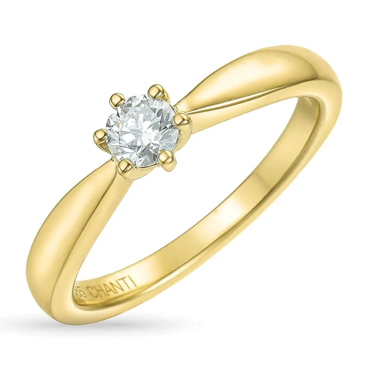 0,20 ct diamant solitairering i 14 karat gull 0,20 ct