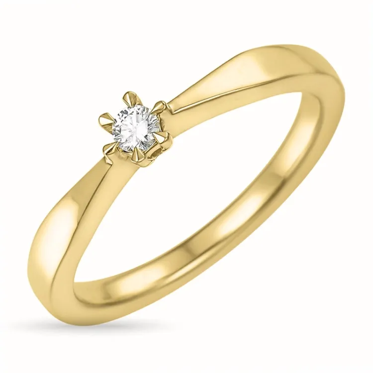 0,05 ct diamant solitairering i 14 karat gull 0,05 ct