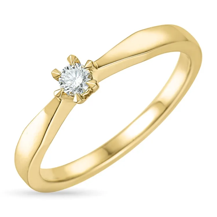 0,10 ct diamant solitairering i 14 karat gull 0,10 ct