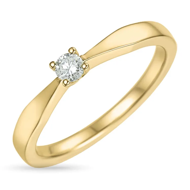 0,10 ct diamant solitairering i 14 karat gull 0,10 ct