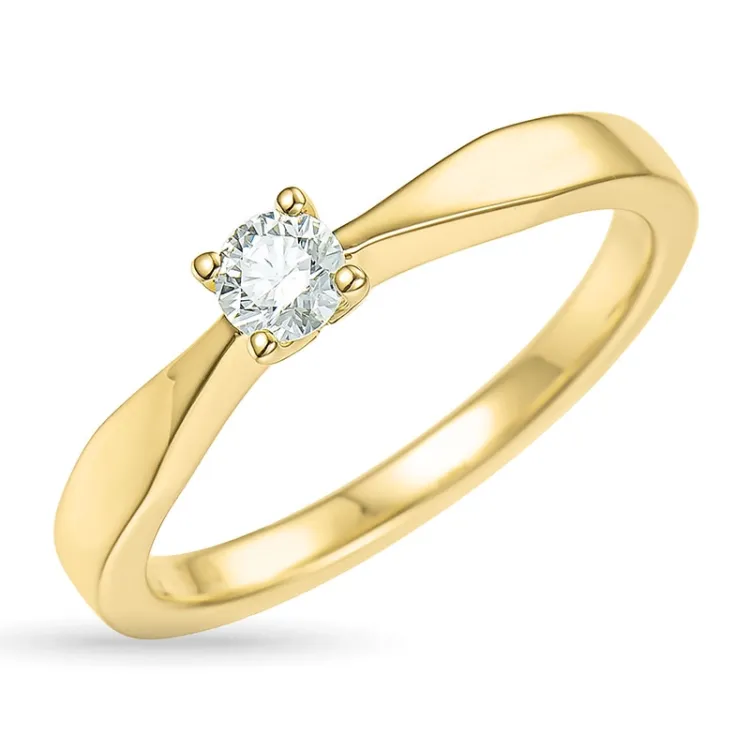 0,20 ct diamant solitairering i 14 karat gull 0,20 ct