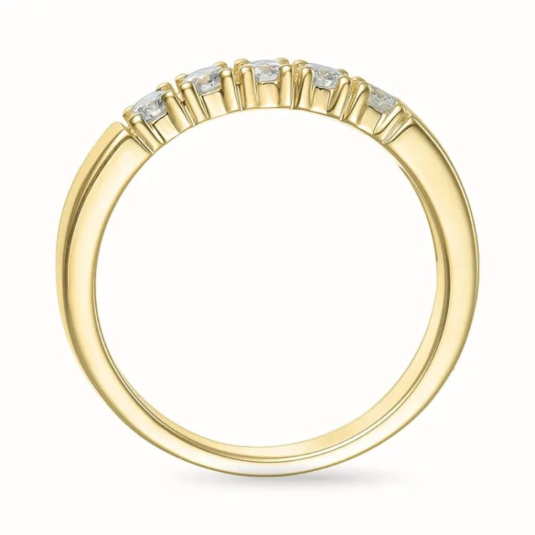 diamant alliansering i 14 karat gull 5 x 0,07 ct
