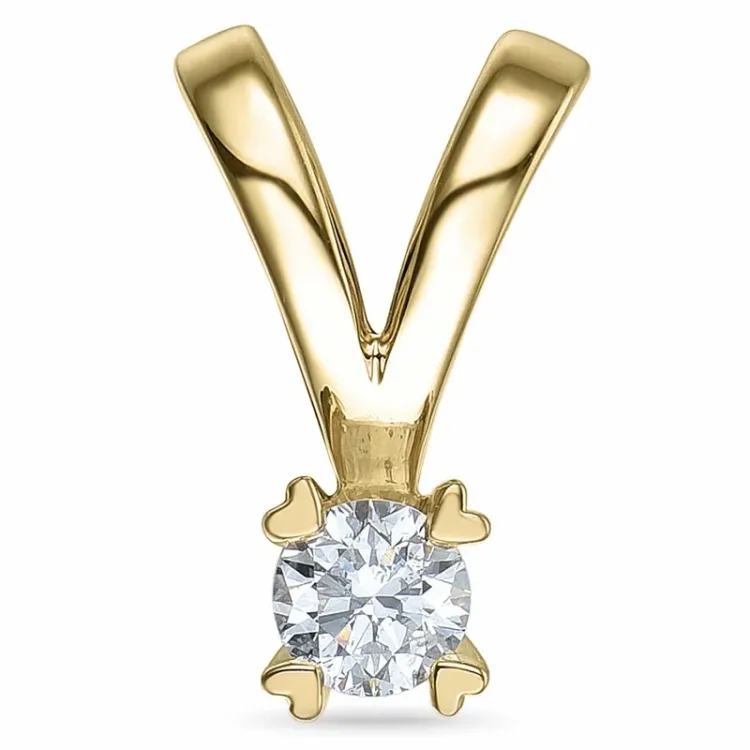 kolleksjonsprøve 0,15 ct diamant solitaireanheng i 14 karat gull 0,15 ct