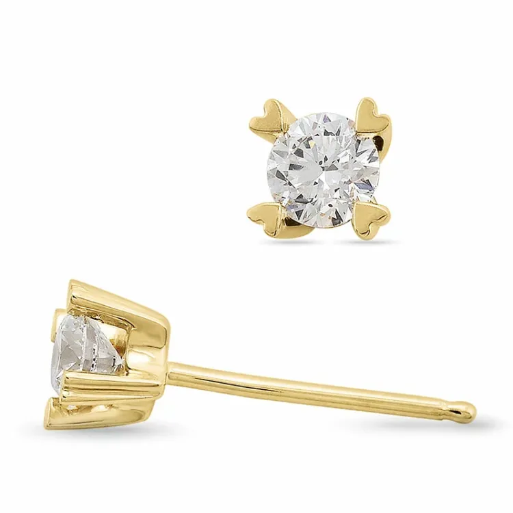 kampanje - 2 x 0,20 ct diamant solitaireørepynt i 14 karat gull med diamant