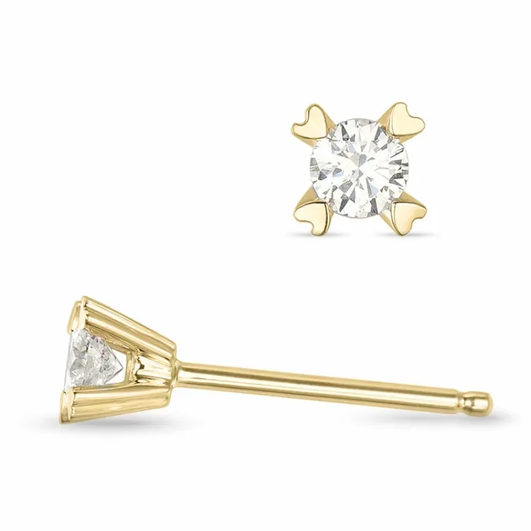 2 x 0,11 ct kampanje - diamant ørestikker i 14 karat gull med diamant