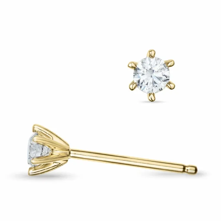 2 x 0,11 ct kampanje - diamant solitaireørepynt i 14 karat gull med diamant 