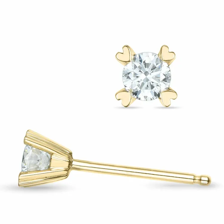 2 x 0,16 ct kampanje - diamant solitaireørepynt i 14 karat gull med diamant 