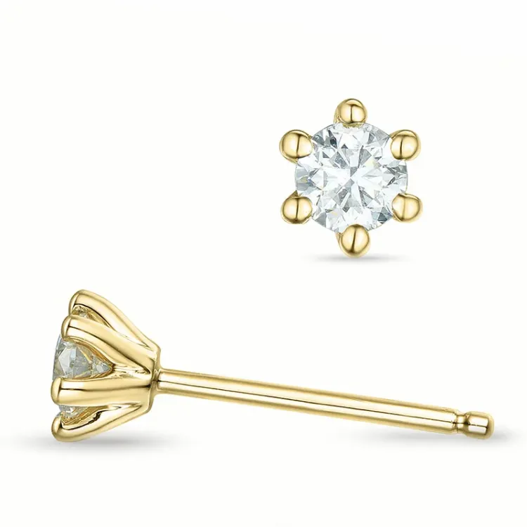 2 x 0,18 ct kampanje - diamant solitaireørepynt i 14 karat gull med diamant