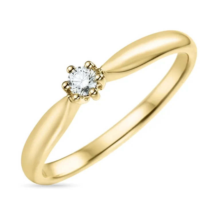 0,10 ct diamant solitairering i 14 karat gull 0,10 ct
