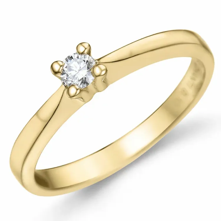0,10 ct diamant solitairering i 14 karat gull 0,10 ct
