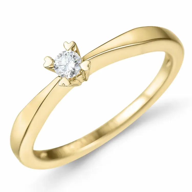 0,10 ct diamant solitairering i 14 karat gull 0,10 ct