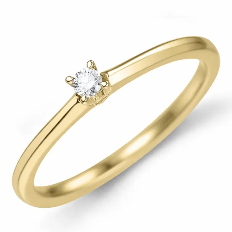0,05 ct diamant solitairering i 14 karat gull 0,05 ct