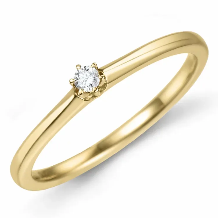 0,05 ct solitairering i 14 karat gull 0,05 ct