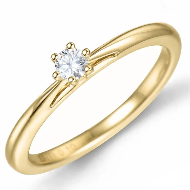 0,10 ct diamant solitairering i 14 karat gull 0,10 ct