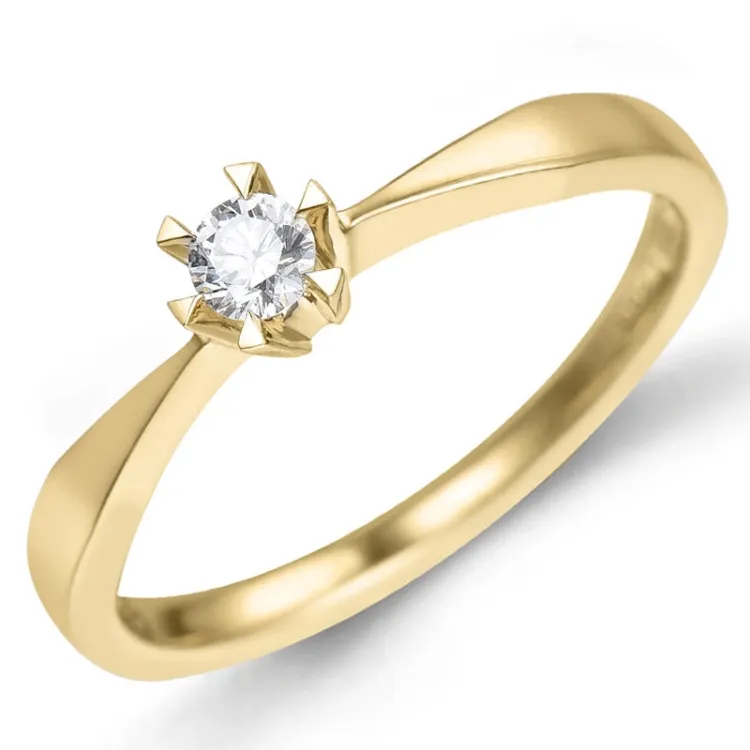 kampanje - diamant solitairering i 14 karat gull 0,12 ct