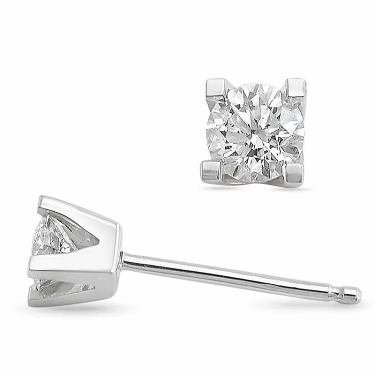 2 x 0,40 ct lab grown diamant solitaireørepynt i 14 karat hvitt gull med lab grown diamant 